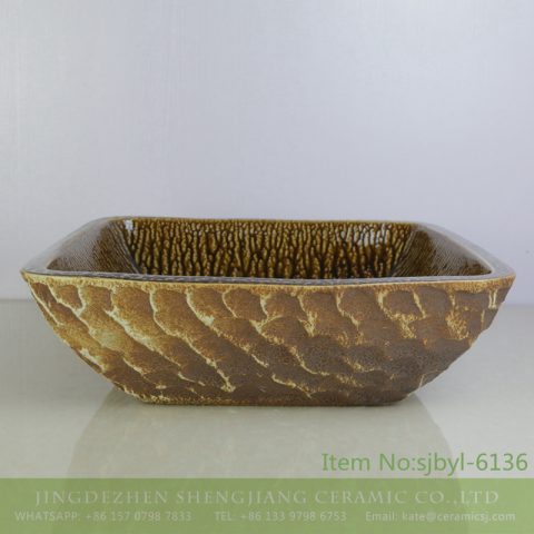 sjbyl-6136 shengjiang Desert forest pattern loess color pattern ceramic basin wash basin daily household decoration
