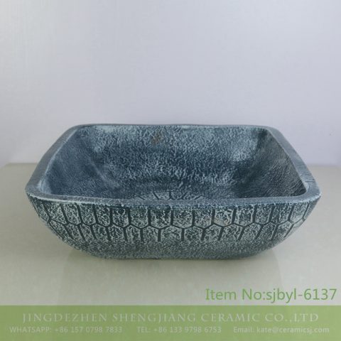 sjbyl-6137Basaltic blue pottery and porcelain basin luxurybathroom lavabo daily household decoration bathroombasin