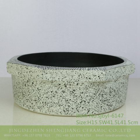 sjbyl-6147 Octagonal mesh edge ink point style China ceramic basin daily use high-grade ceramic wash basin
