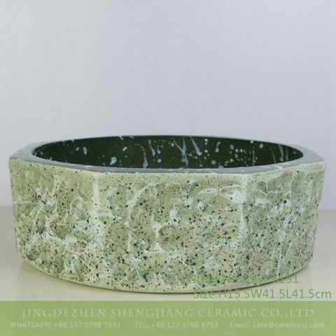 sjbyl-6151 Chinese ceramic basin octagonal cyan stone grain daily high-grade ceramic wash basin