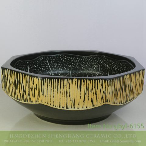 sjbyl-6155 Chinese style ceramicsink basin star point inky lotus high-grade ceramic wash basin China ceramic basin
