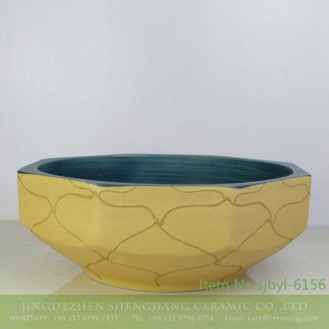 sjbyl-6156 Chinese style Octagonal yellow mud water lavabo hand-painted daily high-grade lavabo household washsink