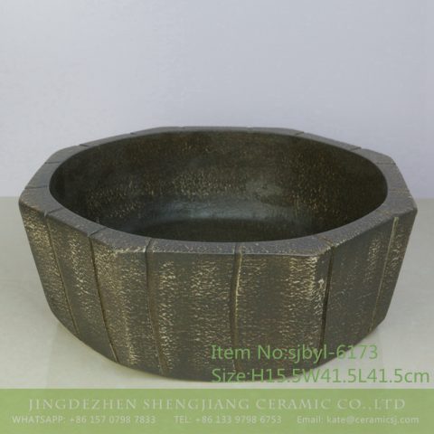 sjbyl-6173 Ceramic basin washbasin high-grade household daily made in China octagonal vertical knife grain do old high quality