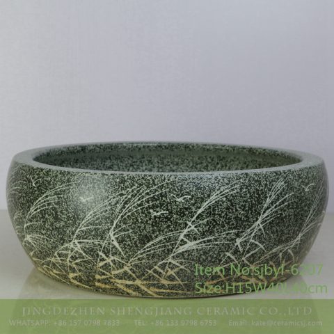 sjbyl-6207 Shengjiang poetic wind reed design porcelain jingdezhen porcelain wash basin bathroom wash pool