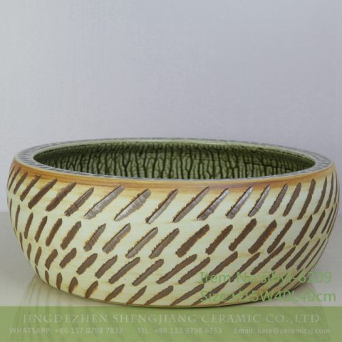 sjbyl-6209 Lavatory bathroom washes gargle Chinese style green forest to ingrain design pottery and porcelain jingdezhen