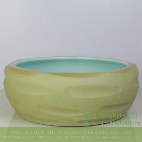 sjbyl-6211 Wash basin yellow clay knife carving fresh bathroom wash basin Chinese ceramics jingdezhen porcelain