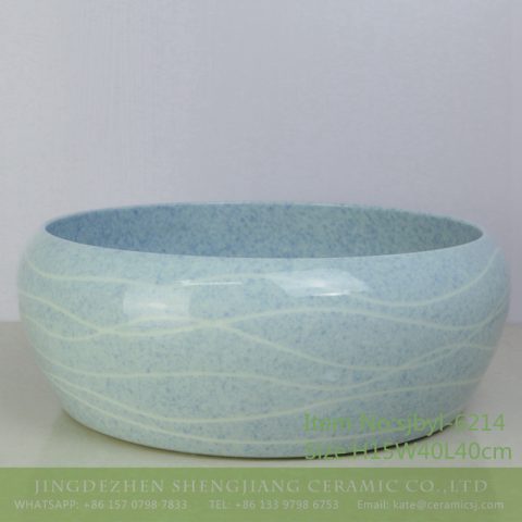 sjbyl-6214 Pure and fresh water washbasin bathroom washbasin Chinese porcelain jingdezhen porcelain light blue