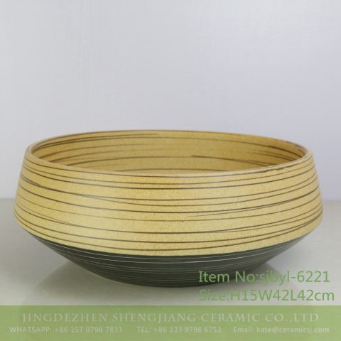 sjbyl-6221 Chinese yellow coil ceramics jingdezhen porcelain washbasin bathroom washbasin washsink