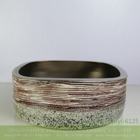 sjbyl-6225 Wash basin ceramic basin daily square volcanic karst pattern style fashion durable washsink bathroomdesign