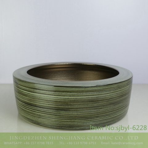 sjbyl-6228 Shengjiang Chinese style interior matte golden circle round line wash basin porcelain daily decoration
