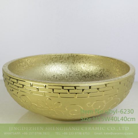 sjbyl-6230 Shengjiang broken metal word check wash basin porcelain porcelain daily decoration bathroom