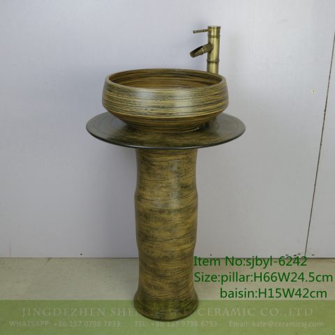 sjbyl-6242 Jingdezhen porcelain and ceramic basin wash basin crossed fine line pattern daily washbasin bathroom balcony