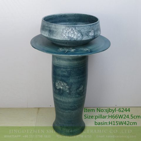 sjbyl-6244 Jingdezhen porcelain tea color lotus no. 3 ceramic basin wash basin daily washbasin bathroom handcrafted