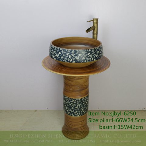sjbyl-6250 Jingdezhen porcelain and ceramic basin wash basin daily washbasin bathroom iron red coil leaf design washroombasin