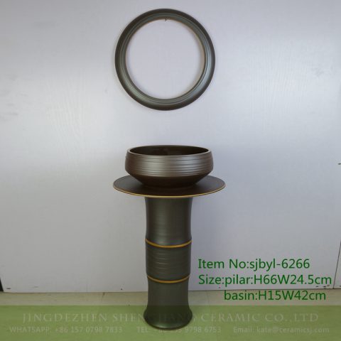 sjbyl-6266  Coffee color knife hoop design wash basin toilet bathroom ceramic basin wash basin jingdezhen porcelain daily use washroombasin bathroomdesign