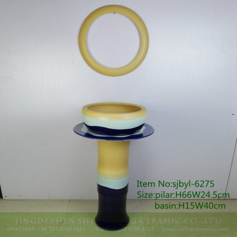 sjbyl-6274 Toilet bathroom ceramic basin wash basin yellow blue black design jingdezhen porcelain daily wash basin