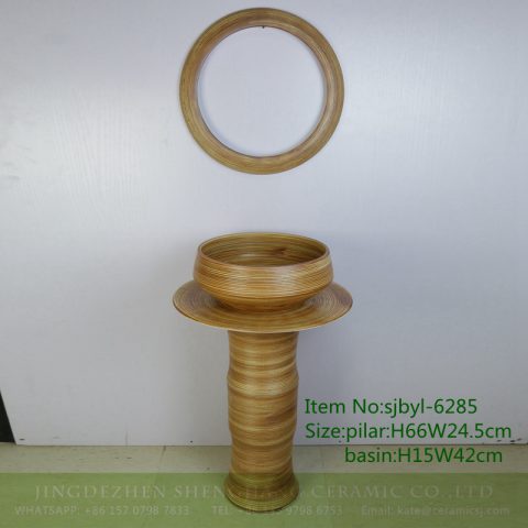 sjbyl-6285 Iron red coil pattern ceramic basin wash basin sink high quality upscale durable toilet