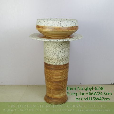 sjbyl-6286 White dot coil round pillar design ceramic basin wash basin sink high quality upscale durable toilet