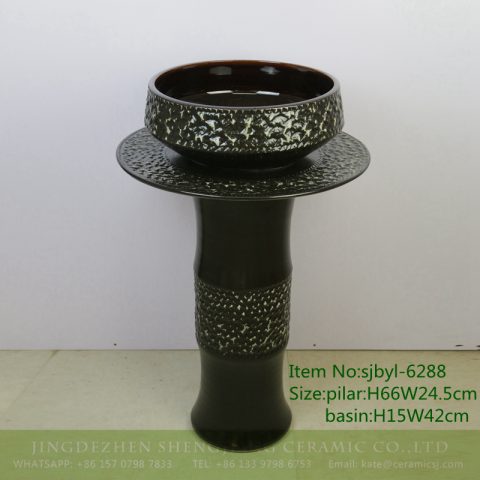 sjbyl-6288 Black rock carving pattern ceramic basin wash basin sink high quality upscale durable toilet bathroombasin washsink