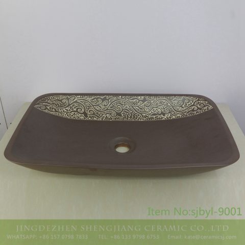 sjbyl-9001 wash basin sink high quality High-grade durable toilet ceramic basin  porcelain coffee carved
