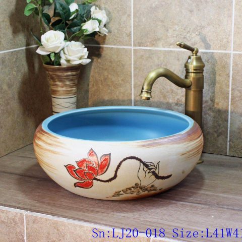 LJ20-018 Holding lotus flower creative decorative round ceramic washbasin