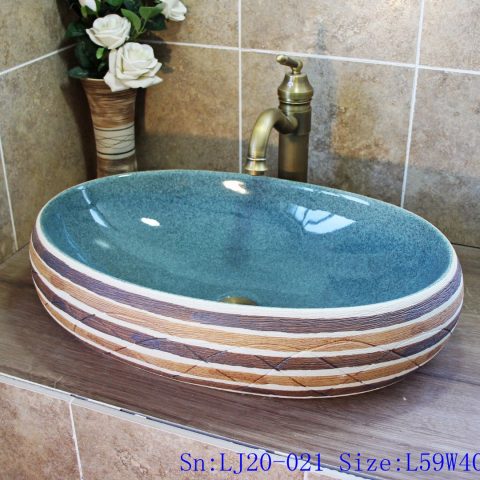 LJ20-021 Creative bird and lotus decorative round ceramic washbasin