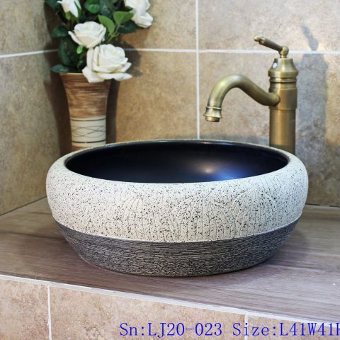 LJ20-023 Hand-embossed round ceramic washbasin