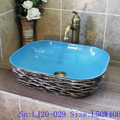 LJ20-029 Special ceramic wash basin with wavy shape pattern