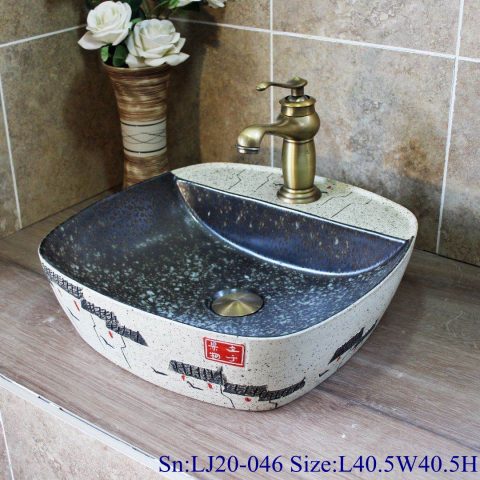 LJ20-046 Hand-painted Chinese style wall design square washbasin