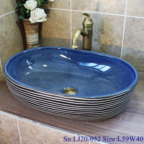 LJ20-052 Contracted contemporary hand - drawn line wax gourd shape washbasin