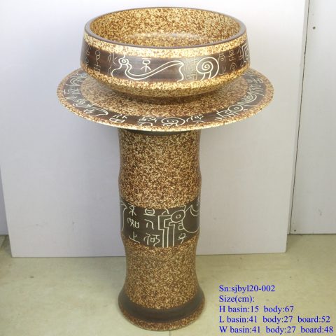 sjby120-002 Jingdezhen creative mural text pattern washbasin