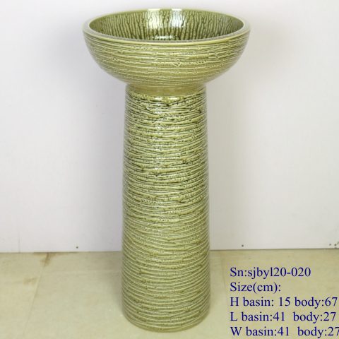 sjby120-020J Hand carved rock green forest pattern wash basin