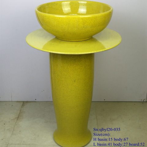 sjby120-035 Jingdezhen hand - made washbasin with yellow pattern
