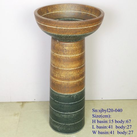 sjby120-040 Jingdezhen handmade washbasin with shield design