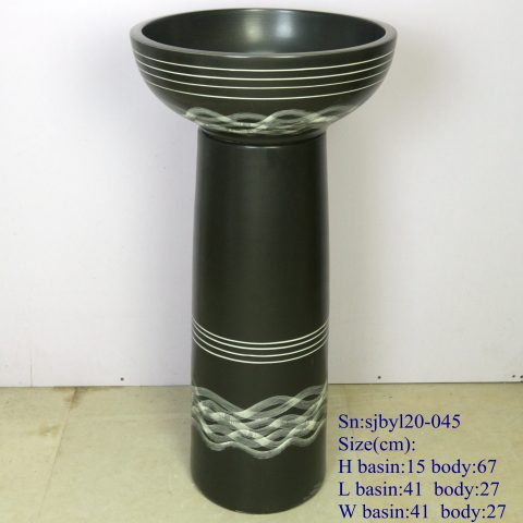 sjby120-045 Jingdezhen handmade corrugated silk line pattern washbasin