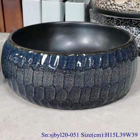 sjby120-051 Jingdezhen black flower glaze design washbasin