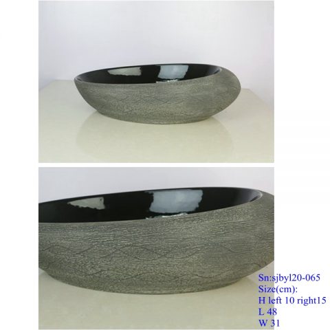 sjby120-065 Hand painted washbasin with black gold thread pattern in Shengjiang