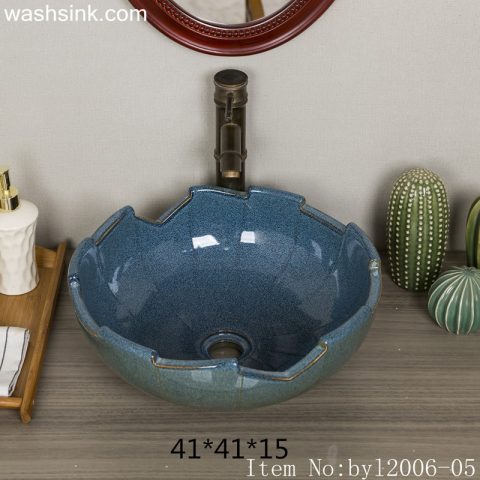 byl2006-05 Jingdezhen lotus leaf petal shaped hand painted ceramic washbasin