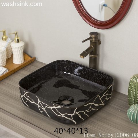 byl2006-08 Jingdezhen glazed creative black and white silk square washbasin