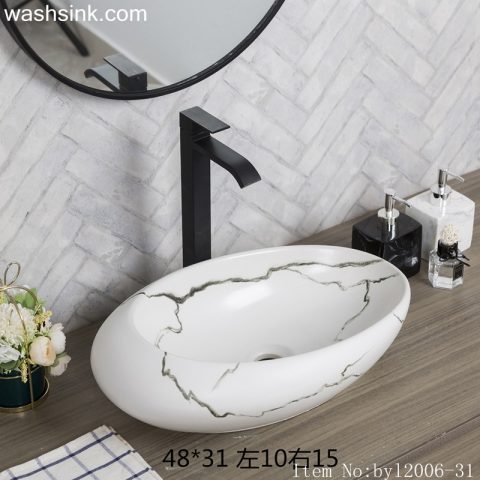 byl2006-31 Jingdezhen oval white ceramic washbasin with cracks
