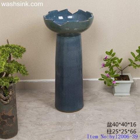 byl2006-39 Jingdezhen creative integrated ceramic wash basin with irregular glaze