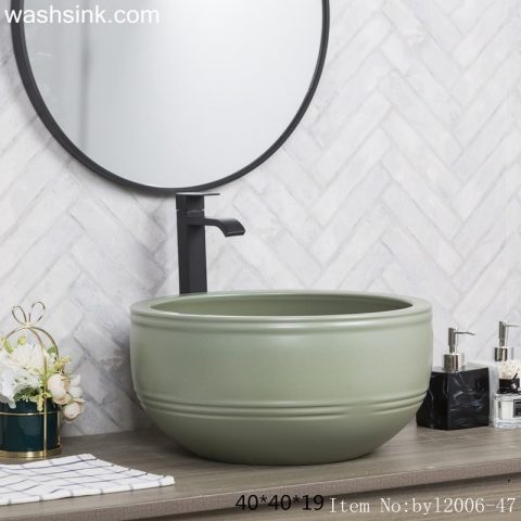 byl2006-47 Jingdezhen texture Matt solid color round ceramic washbasin with coil