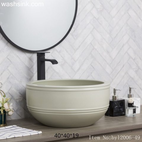 byl2006-49  Jingdezhen matte off white round ceramic washbasin with coil