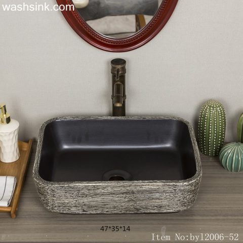 byl2006-52 Jingdezhen square interior black ceramic creative washbasin