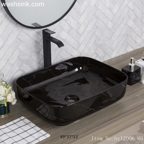 byl2006-60 Jingdezhen handmade glazed black washbasin with crack pattern