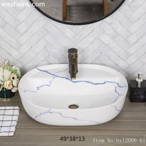 byl2006-61 Shengjiang handmade glazed white washbasin with crack pattern
