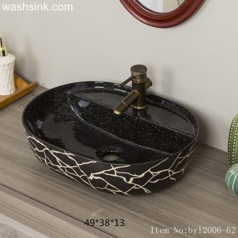 byl2006-62 Shengjiang Handmade Black washbasin with crack pattern