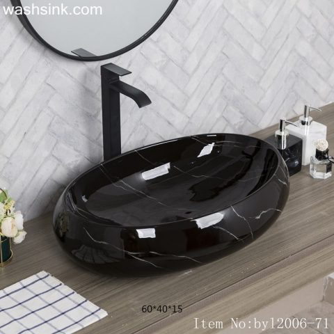 byl2006-71 Shengjiang black glazed ceramic washbasin with crack pattern