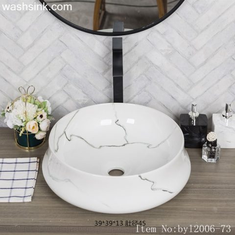 byl2006-73 Jingdezhen glazed whiteceramic washbasin with cracks