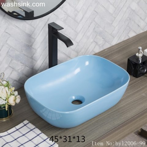 byl2006-99 Jingdezhen glaze pure-sky-blue rectangular ceramic washbasin